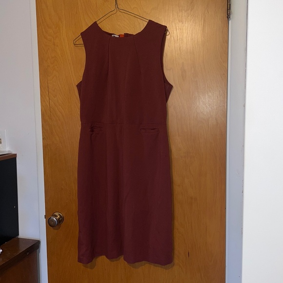 Brown Anne Klein Dress Front Slide Pockets Size 14 - Picture 2 of 5